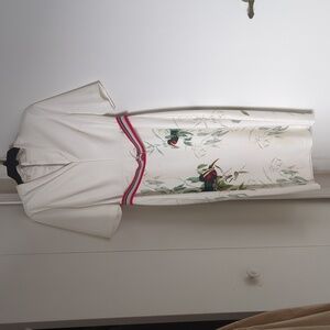 Ted Baker London Elegant White Midi Dress with Bird Motif Size 3